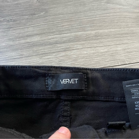 New Vervet Black Womens Crop Skinny Fit Fringe Hem Jeans Size 24 Stretch - Picture 3 of 10